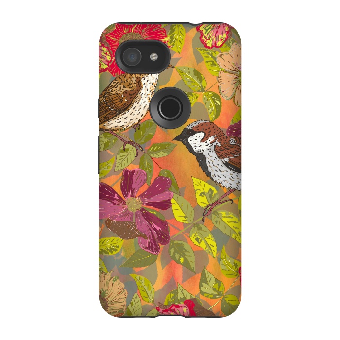 Pixel 3A StrongFit Sparrow and Wild Rose by Lotti Brown