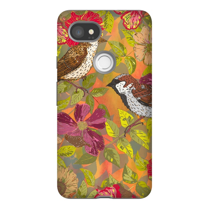 Pixel 2XL StrongFit Sparrow and Wild Rose by Lotti Brown