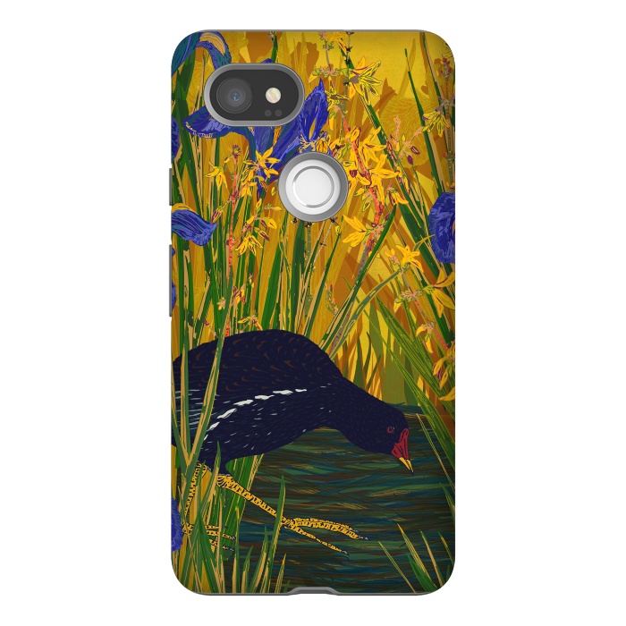 Pixel 2XL StrongFit Moorhen and Iris by Lotti Brown