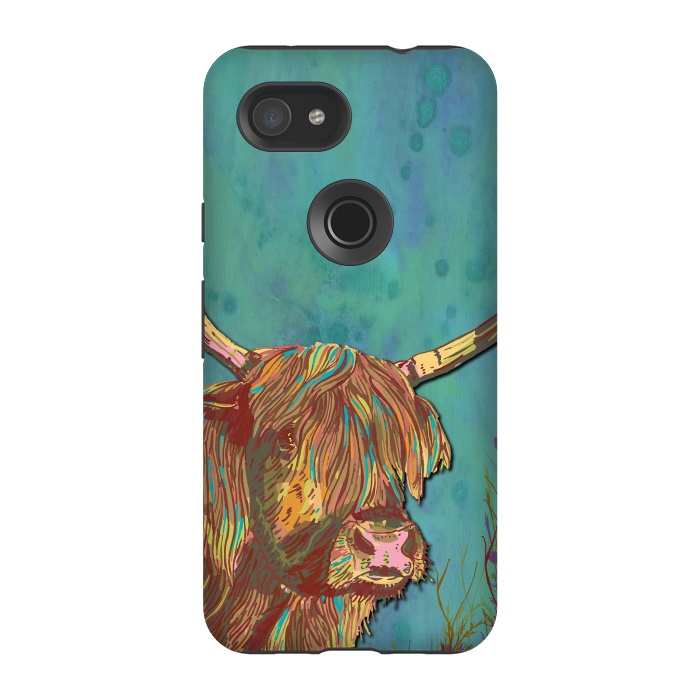 Pixel 3A StrongFit Highland Cow by Lotti Brown