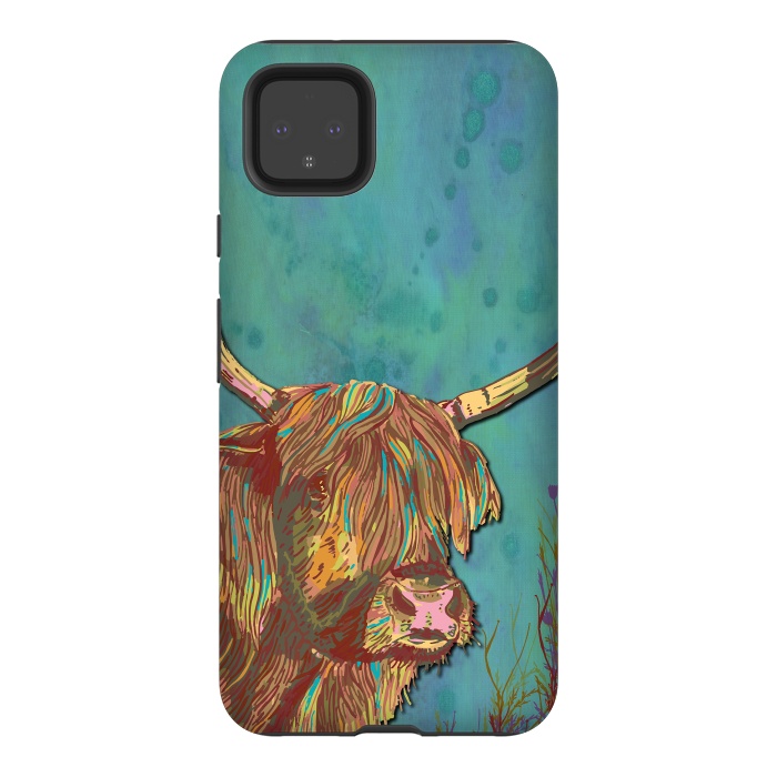 Pixel 4XL StrongFit Highland Cow by Lotti Brown