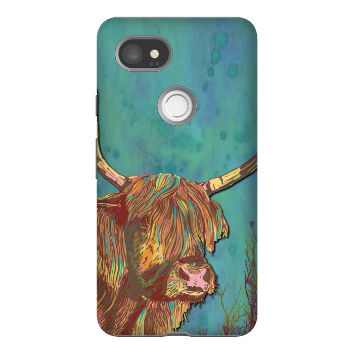 Pixel 2XL StrongFit Highland Cow by Lotti Brown