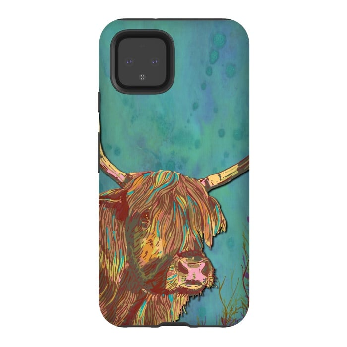 Pixel 4 StrongFit Highland Cow by Lotti Brown