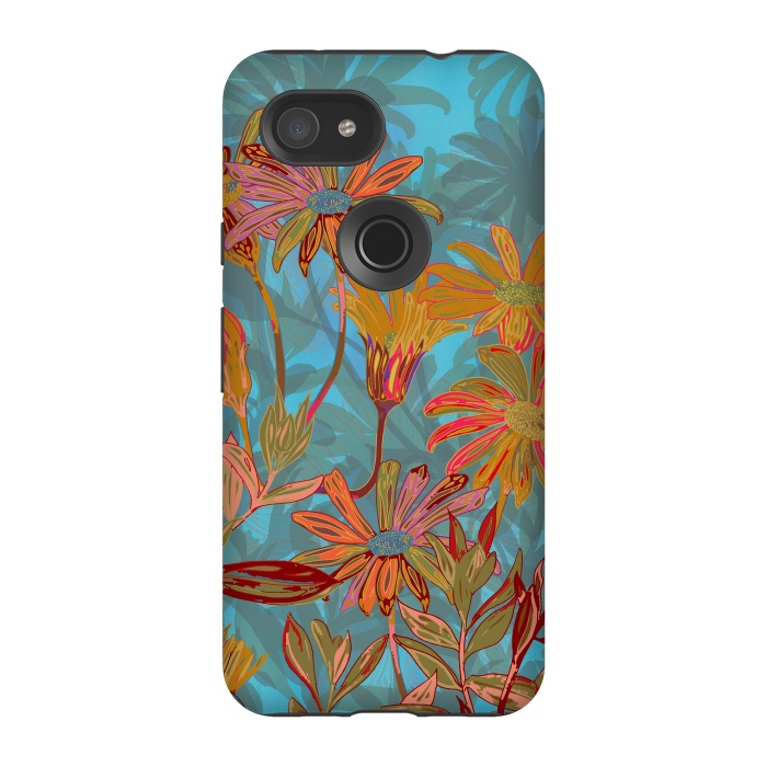 Pixel 3A StrongFit Fantasy Fall Flowers by Lotti Brown
