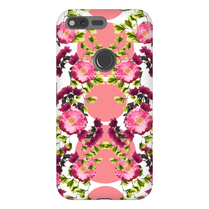 Pixel XL StrongFit Symmetrical Pink Floral Print by Zala Farah