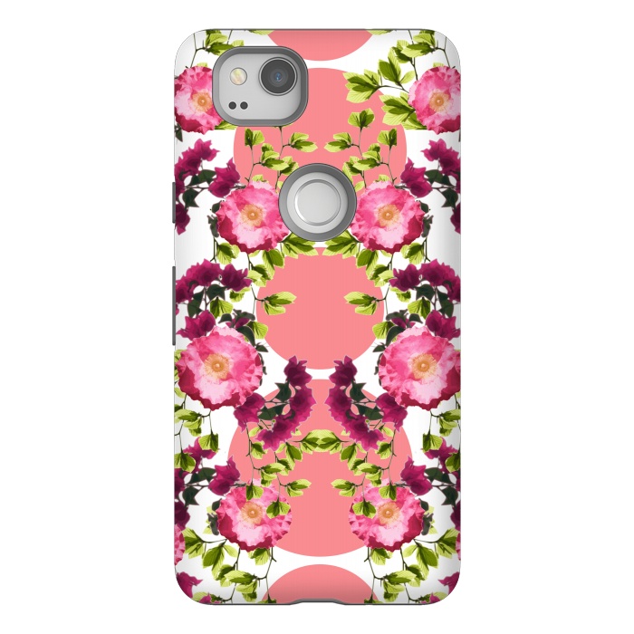 Pixel 2 StrongFit Symmetrical Pink Floral Print by Zala Farah