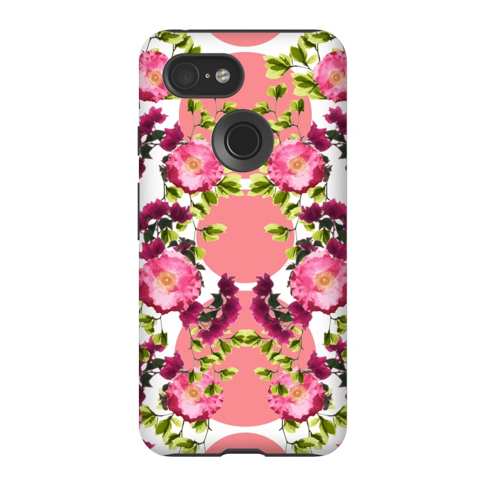 Pixel 3 StrongFit Symmetrical Pink Floral Print by Zala Farah