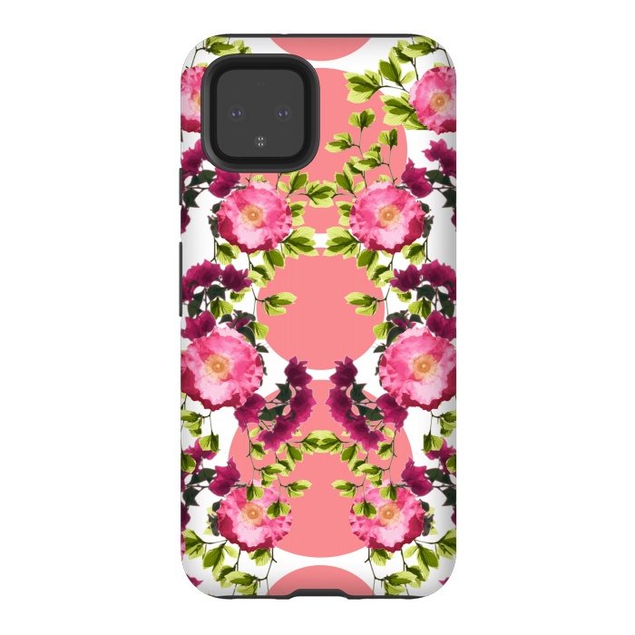 Pixel 4 StrongFit Symmetrical Pink Floral Print by Zala Farah