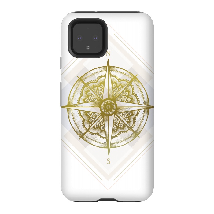 Pixel 4 StrongFit Golden Compass by Barlena
