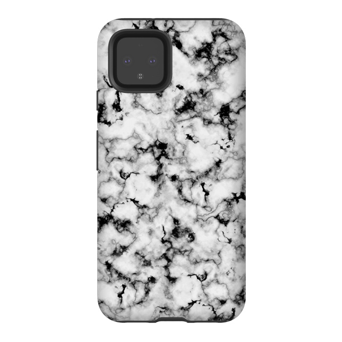 Pixel 4 StrongFit Black and White Marble by CatJello