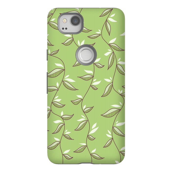 Pixel 2 StrongFit Green Leaves And Lianas Pattern by Boriana Giormova