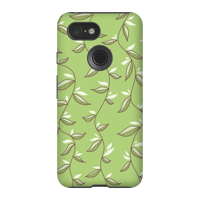 Pixel 3 StrongFit Green Leaves And Lianas Pattern by Boriana Giormova