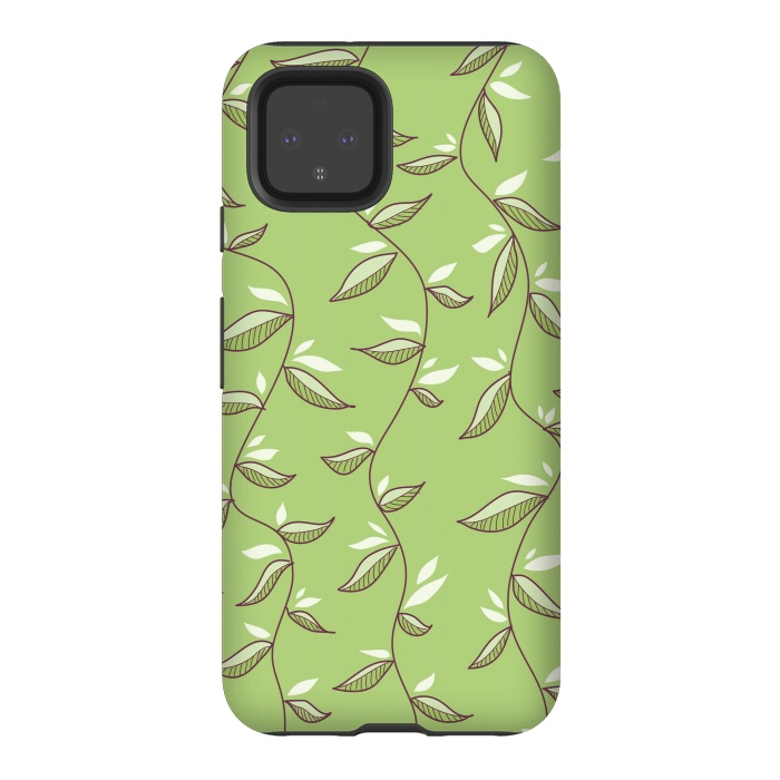 Pixel 4 StrongFit Green Leaves And Lianas Pattern by Boriana Giormova