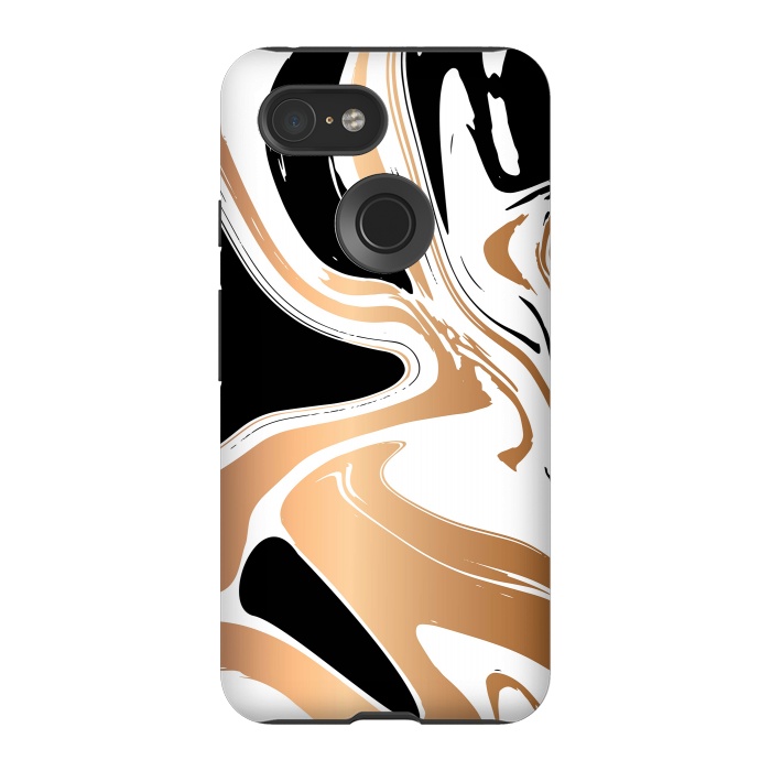 Pixel 3 StrongFit Black and Gold Marble 027 by Jelena Obradovic