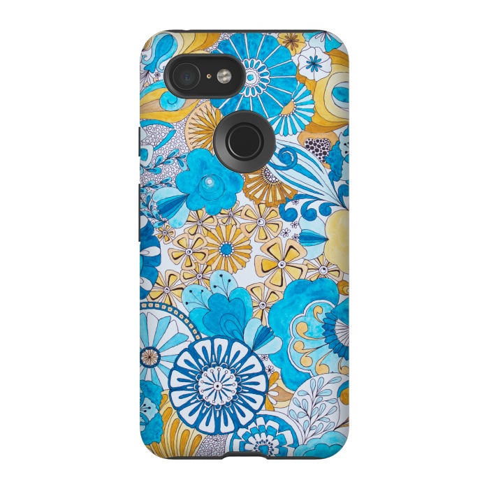Pixel 3 StrongFit Seventies Psychedelic Blooms by Paula Ohreen