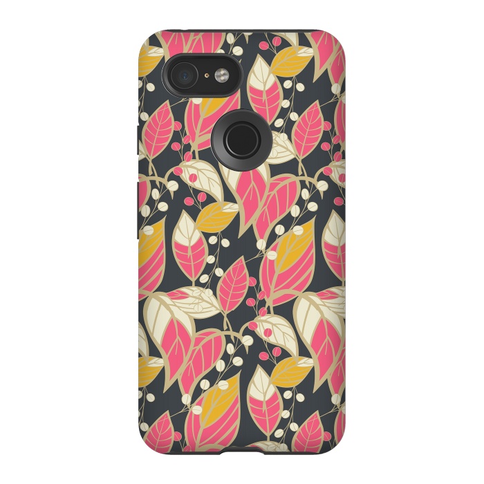 Pixel 3 StrongFit Seamless floral pattern with hand drawn leaves 002 by Jelena Obradovic