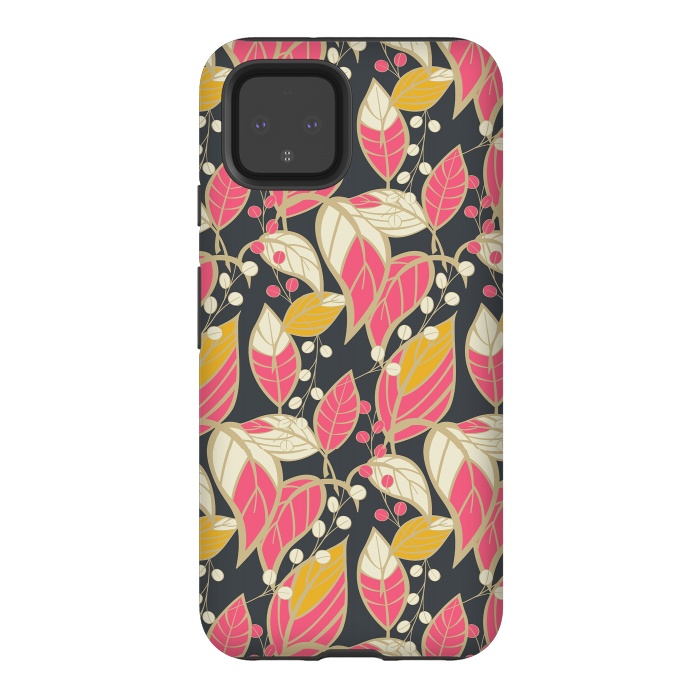 Pixel 4 StrongFit Seamless floral pattern with hand drawn leaves 002 by Jelena Obradovic