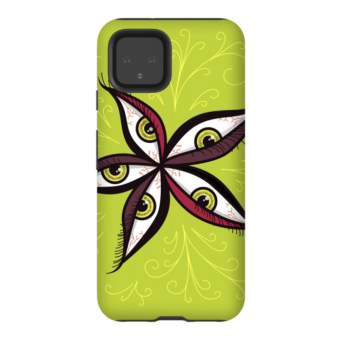 Pixel 4 StrongFit Weird Abstract Green Eyes Flower by Boriana Giormova