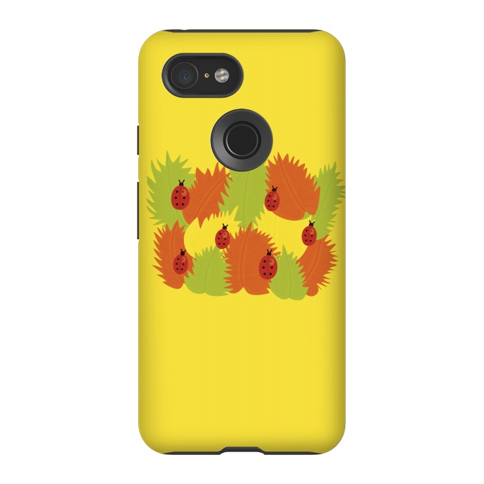 Pixel 3 StrongFit Autumn Leaves And Ladybugs by Boriana Giormova