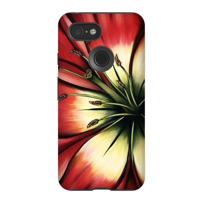 Pixel 3 StrongFit Red Lily Flower by Denise Cassidy Wood