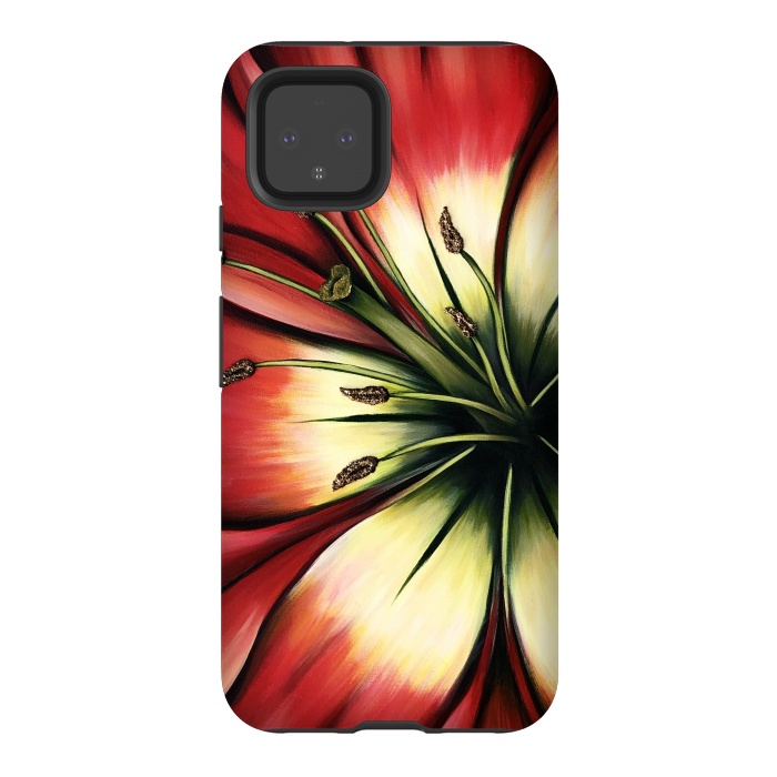 Pixel 4 StrongFit Red Lily Flower by Denise Cassidy Wood