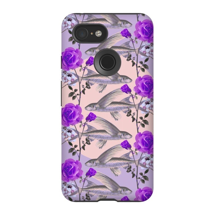 Pixel 3 StrongFit Floral Fishies (Purple) by Zala Farah