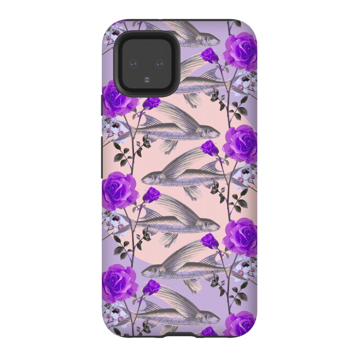 Pixel 4 StrongFit Floral Fishies (Purple) by Zala Farah