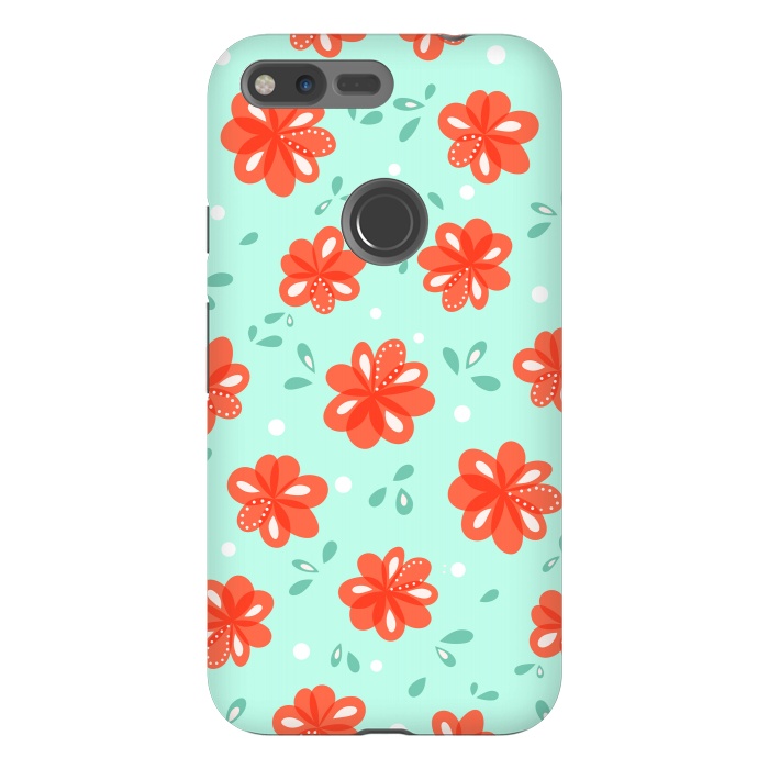 Pixel XL StrongFit Cheerful Decorative Red Flowers Pattern by Boriana Giormova