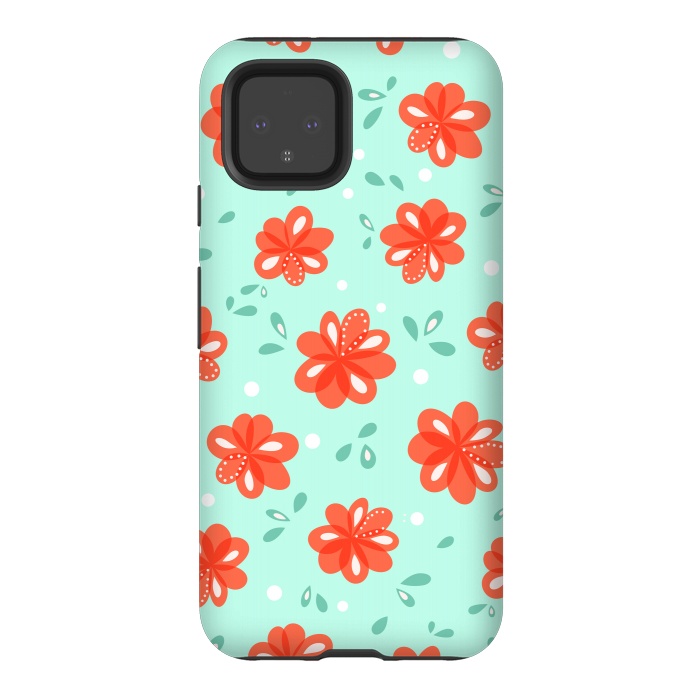Pixel 4 StrongFit Cheerful Decorative Red Flowers Pattern by Boriana Giormova