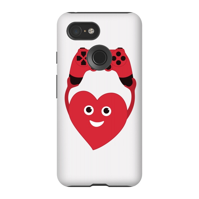 Pixel 3 StrongFit Cute Geek Gamer Heart by Boriana Giormova