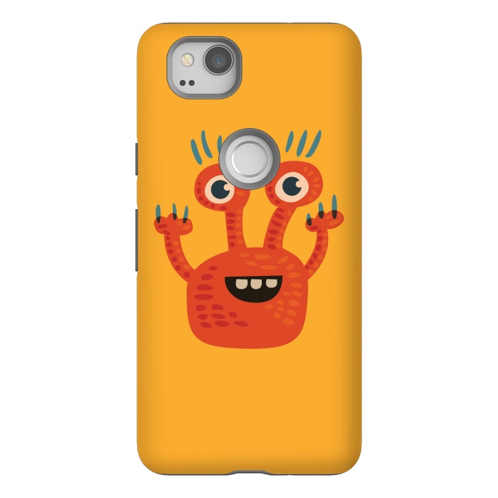 Pixel 2 StrongFit Funny Big Eyed Smiling Cute Monster by Boriana Giormova