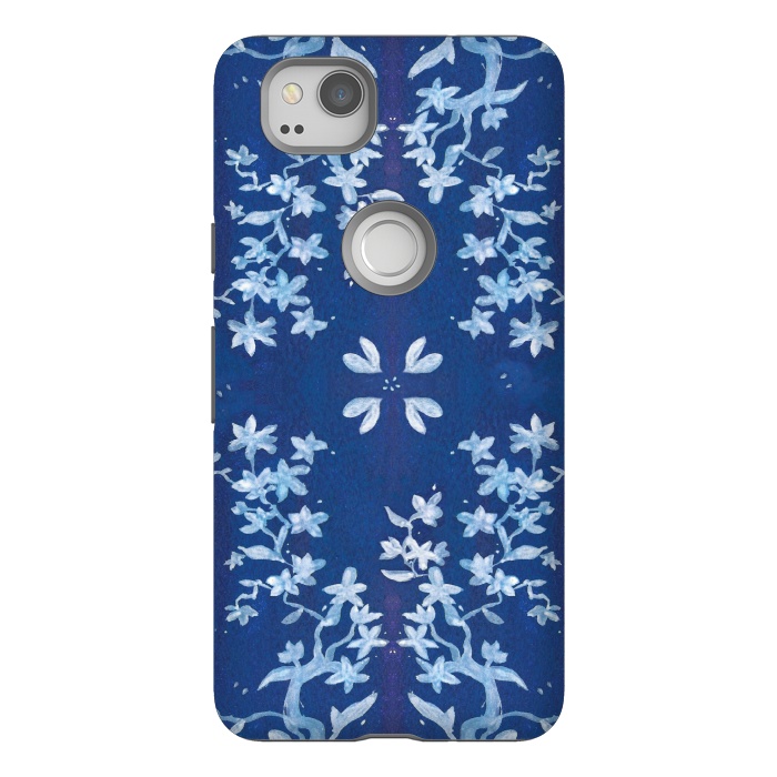 Pixel 2 StrongFit Indigo Floral by Zoe Charlotte