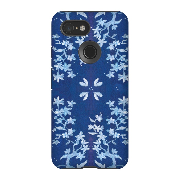 Pixel 3 StrongFit Indigo Floral by Zoe Charlotte