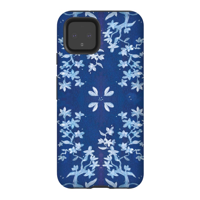 Pixel 4 StrongFit Indigo Floral by Zoe Charlotte