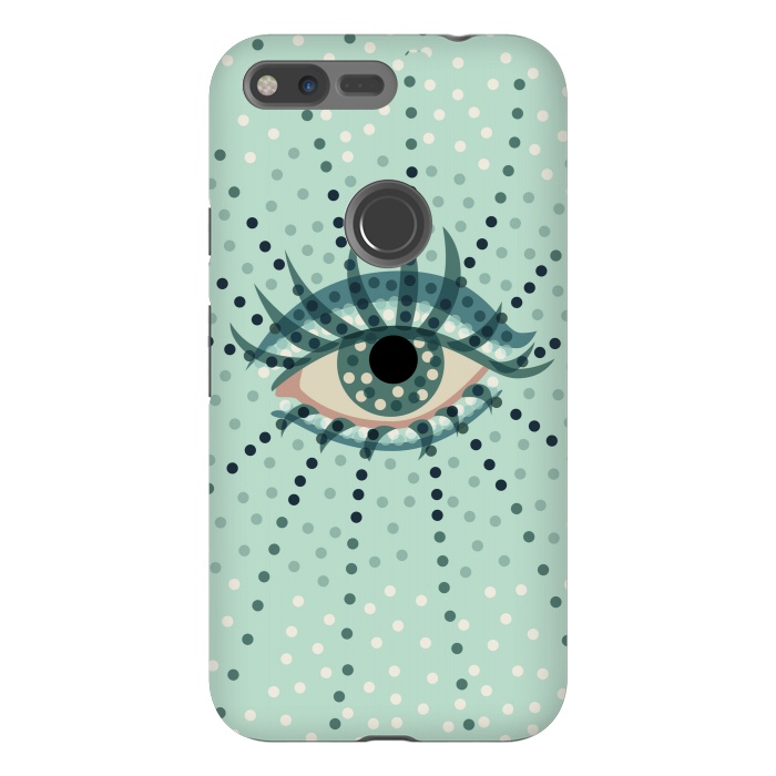Pixel XL StrongFit Beautiful Abstract Dotted Blue Eye by Boriana Giormova