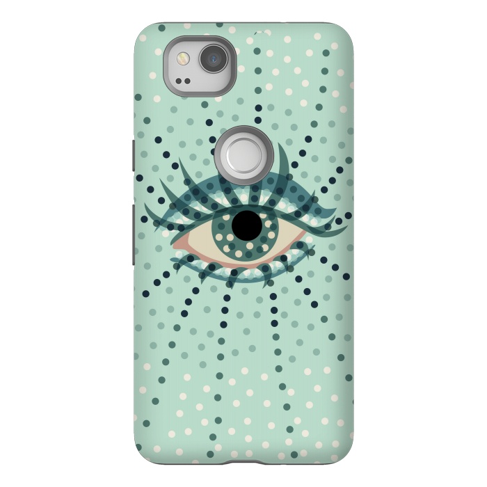 Pixel 2 StrongFit Beautiful Abstract Dotted Blue Eye by Boriana Giormova