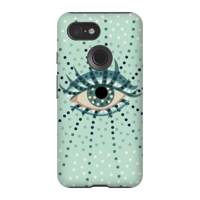 Pixel 3 StrongFit Beautiful Abstract Dotted Blue Eye by Boriana Giormova