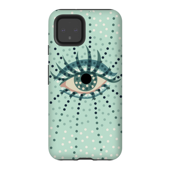 Pixel 4 StrongFit Beautiful Abstract Dotted Blue Eye by Boriana Giormova