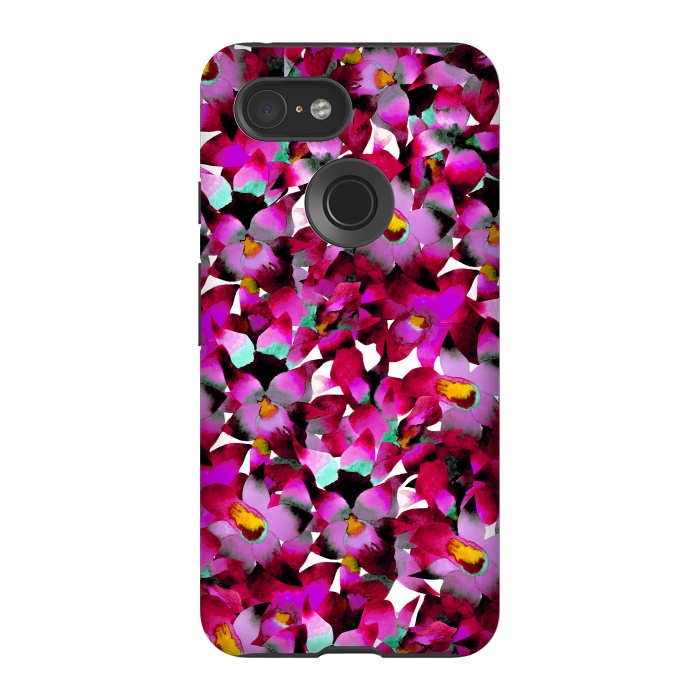 Pixel 3 StrongFit Pink Floral by Amaya Brydon