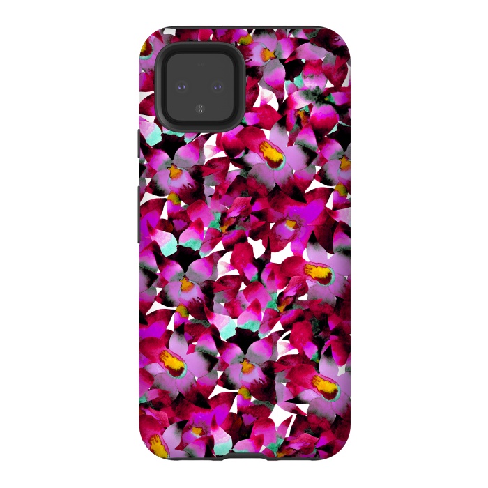 Pixel 4 StrongFit Pink Floral by Amaya Brydon