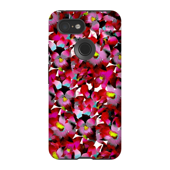 Pixel 3 StrongFit Red Floral by Amaya Brydon