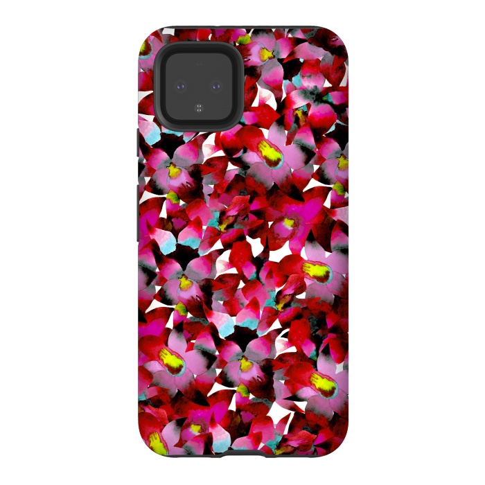 Pixel 4 StrongFit Red Floral by Amaya Brydon
