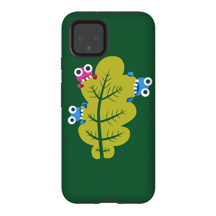 Pixel 4 StrongFit Cute Cartoon Bugs Eat Green Leaf by Boriana Giormova