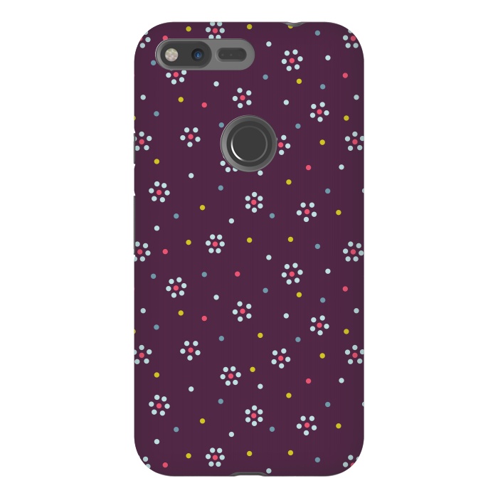 Pixel XL StrongFit Flowers Made Of Dots Pattern On Purple by Boriana Giormova