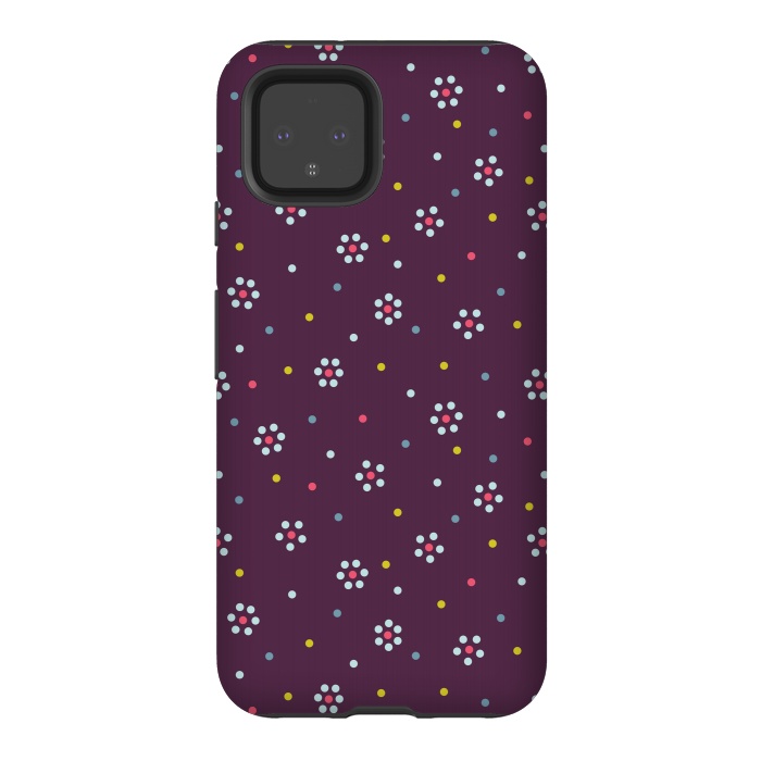 Pixel 4 StrongFit Flowers Made Of Dots Pattern On Purple by Boriana Giormova