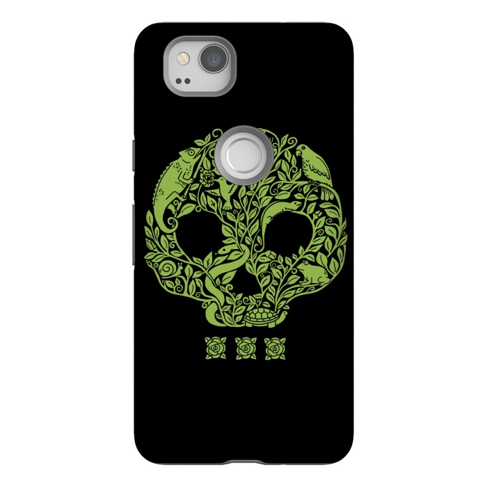 Pixel 2 StrongFit Green Skull by Coffee Man