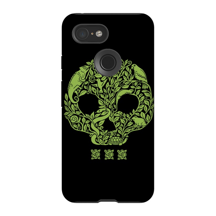Pixel 3 StrongFit Green Skull by Coffee Man