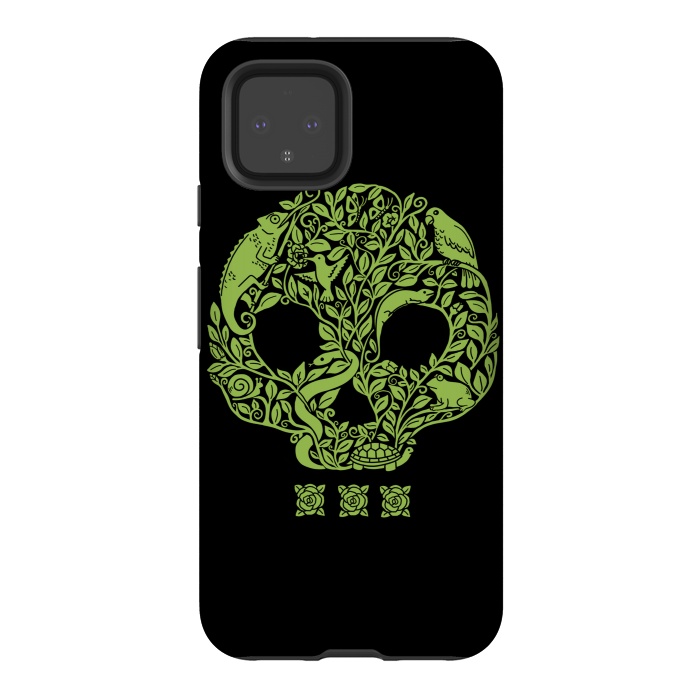 Pixel 4 StrongFit Green Skull by Coffee Man