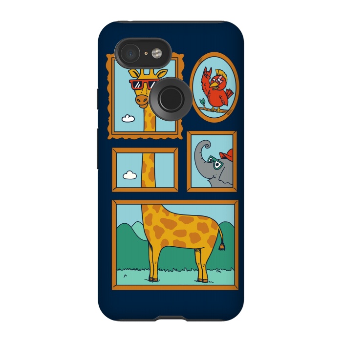 Pixel 3 StrongFit Portrait of Animals Blue by Coffee Man