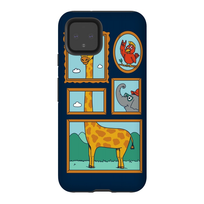 Pixel 4 StrongFit Portrait of Animals Blue by Coffee Man